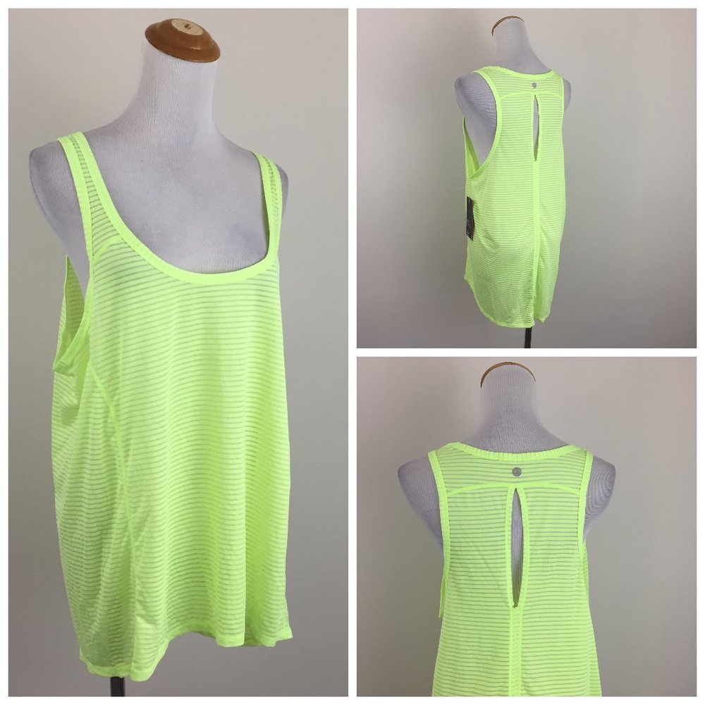 NWT ZELLA Neon Yellow Zeltek Moisture Wick Breathable Ultimate Stretch Tank Top